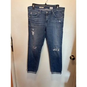 AG Adriano Goldschmied The Stilt Roll Up Womens 31 Stretch Distressed Jeans